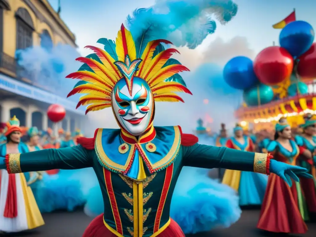 Un vibrante cuadro acuarela del Carnaval en Uruguay con paquetes exclusivos Carnaval Uruguay