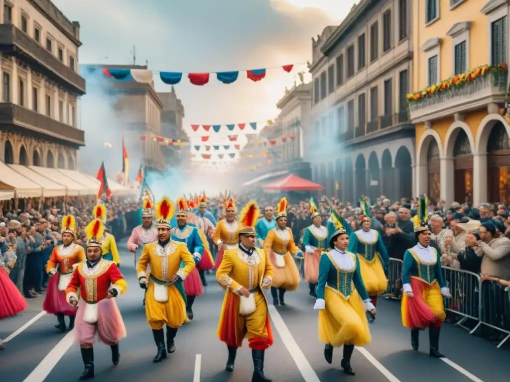 Vibrante desfile callejero durante el Carnaval Uruguayo: guía viajero curioso