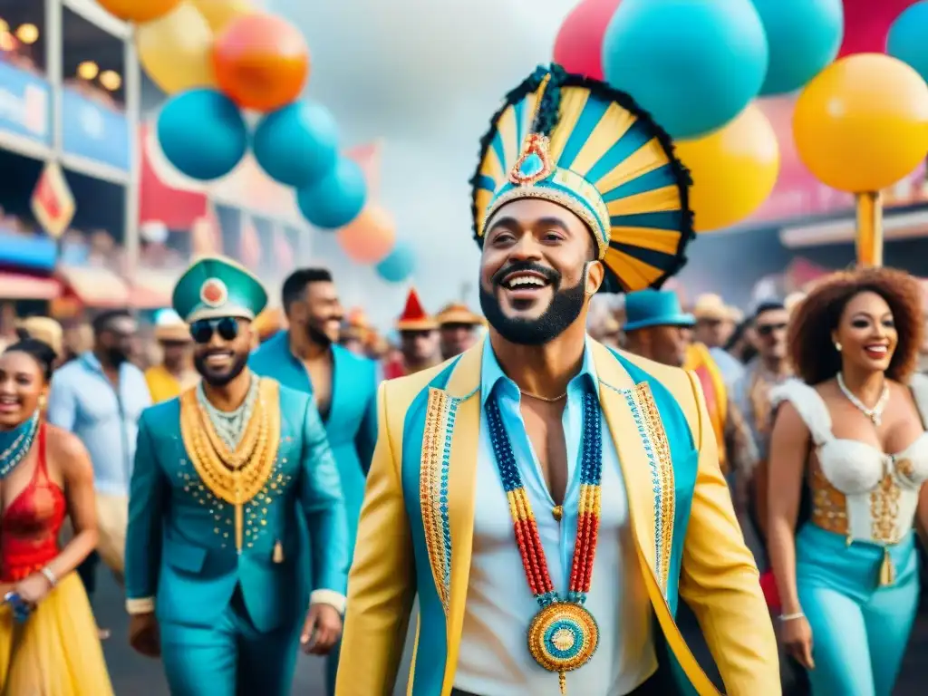 Un vibrante desfile de Carnaval con activismo social en el corazón, gente diversa y coloridos trajes marchando juntos