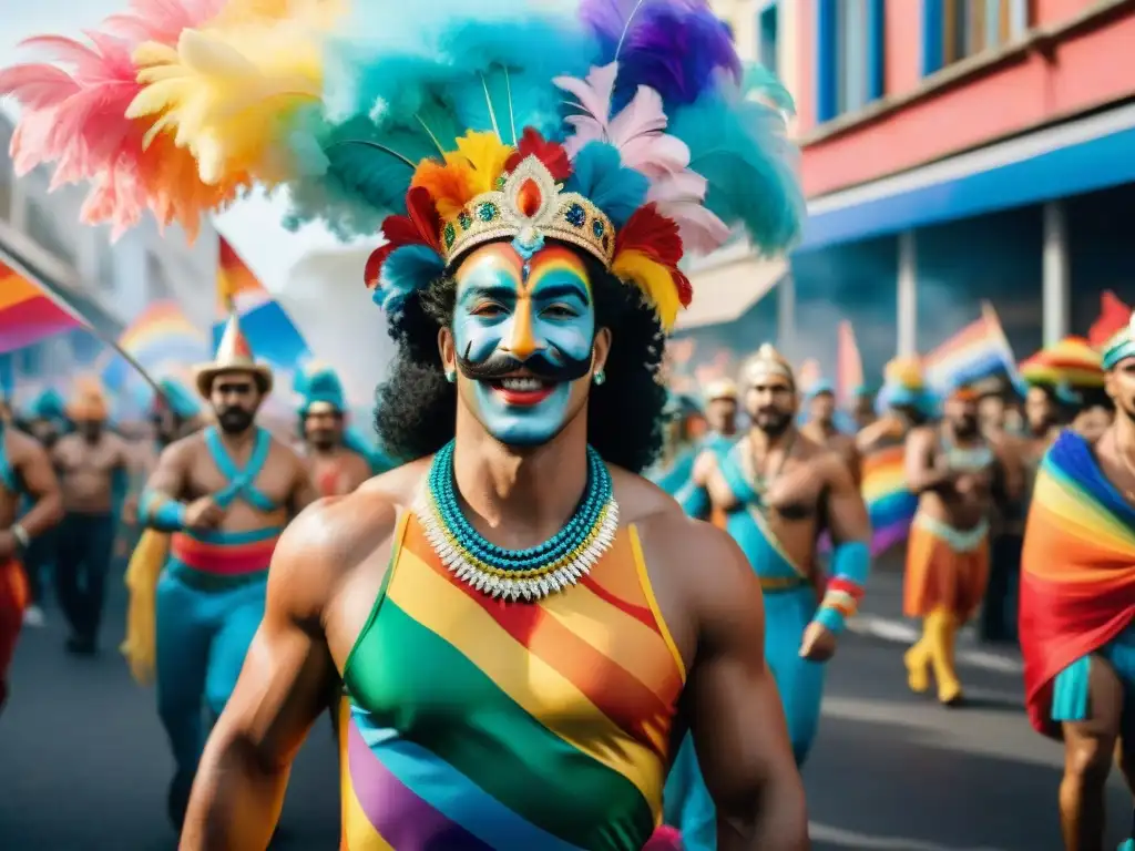 Un vibrante desfile de Carnaval en Uruguay con Agrupaciones LGBT+ celebrando juntas