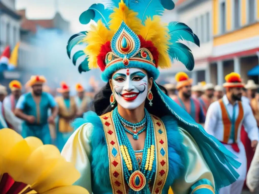 Un vibrante desfile de Carnaval en Uruguay, lleno de tradición y alegría, atrayendo el turismo internacional