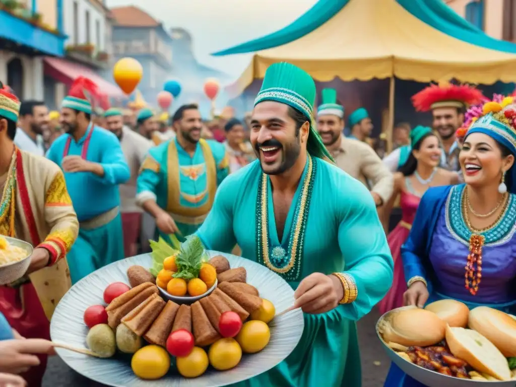 Desfile de Carnaval en Uruguay: Gastronomía y Alegría Un vibrante desfile de Carnaval en Uruguay con Alimentos tradicionales Carnaval Uruguayo