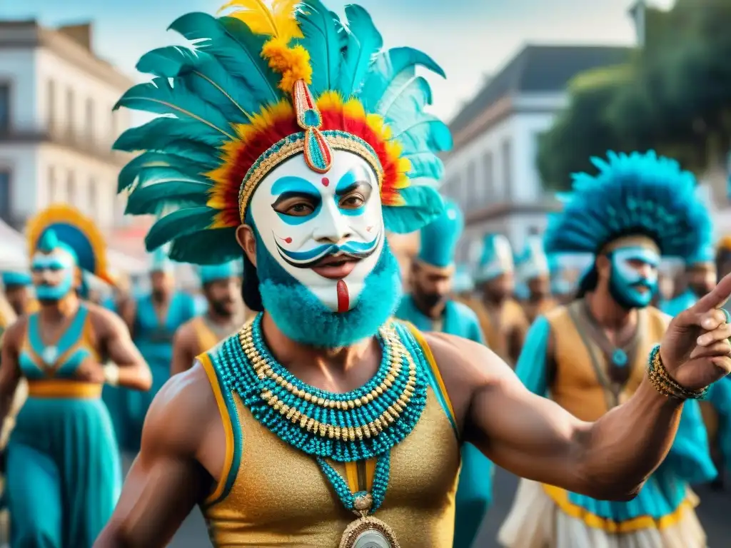 Un vibrante desfile de carnaval en Uruguay, fusionando arte y pasión