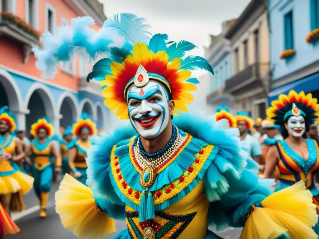 Vibrante desfile de Carnaval en Uruguay, con colores y alegría