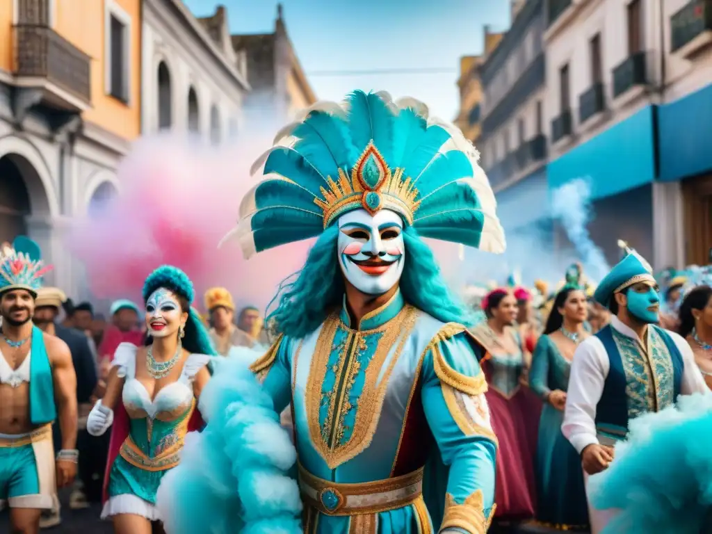 Vibrante desfile de Carnaval en Uruguay: coloridos trajes, música y alegría en las calles