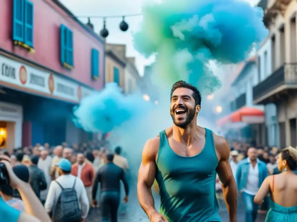 Un vibrante desfile de Carnaval en Uruguay, con coloridos trajes, música y alegría