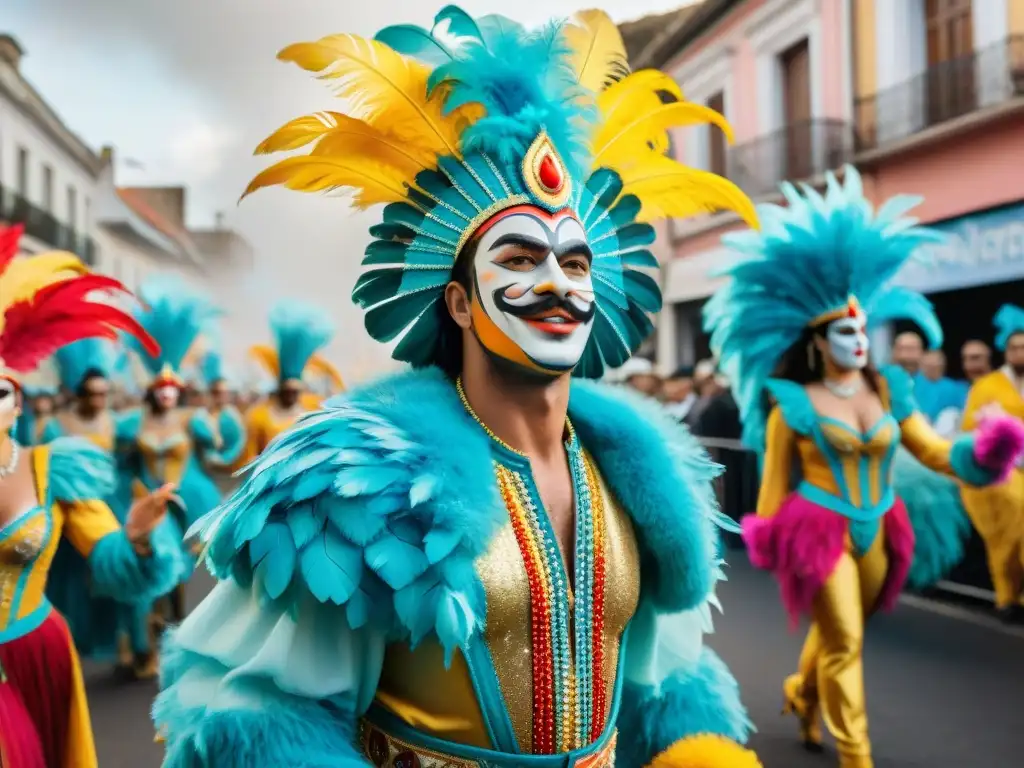 Vibrante desfile de Carnaval en Uruguay, inspiración para Creación cortometrajes Carnaval Uruguayo