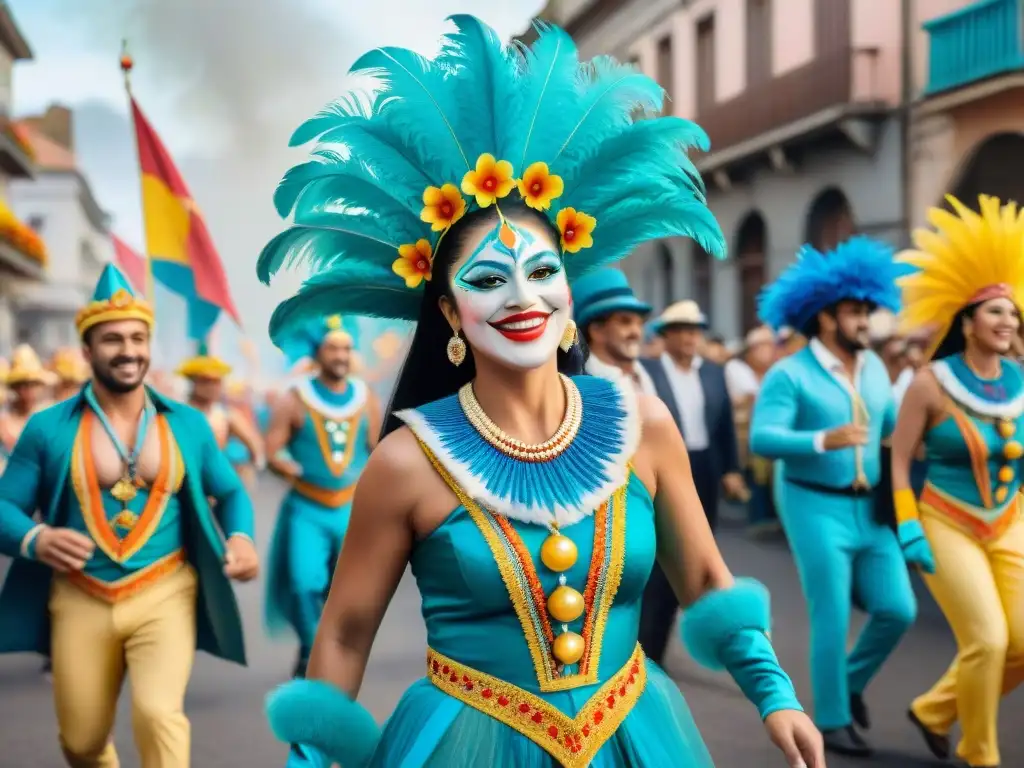 Un vibrante desfile de carnaval en Uruguay refleja diversidad y alegría