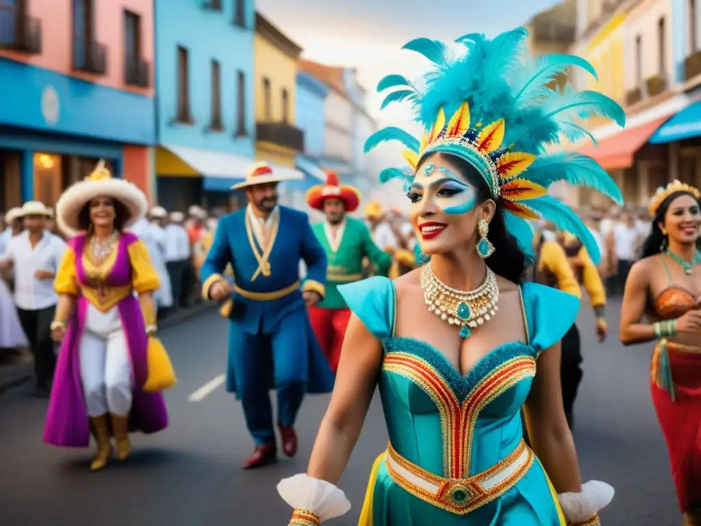 Un vibrante desfile de Carnaval en Uruguay donde extranjeros y locales fusionan culturas en un ambiente festivo y alegre