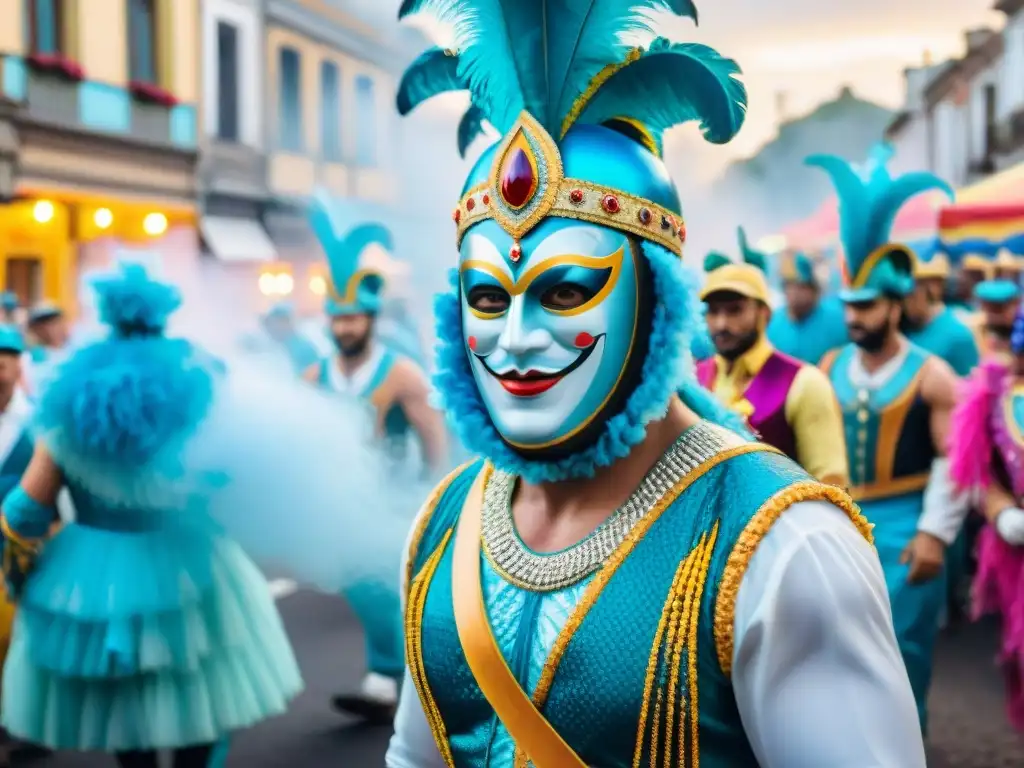 Un vibrante desfile de carnaval en Uruguay con floats y trajes coloridos