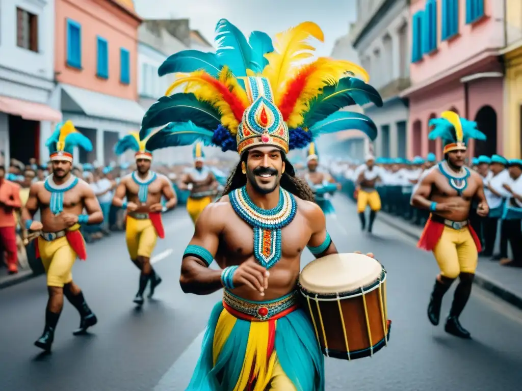 Vibrante desfile de Carnaval en Uruguay con historia del candombe en Uruguay