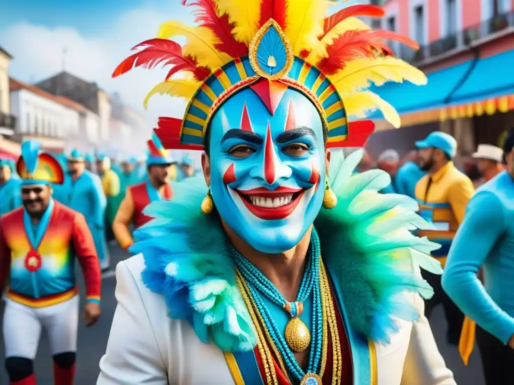 Un vibrante desfile de carnaval en Uruguay con murgas y humoristas en tablados