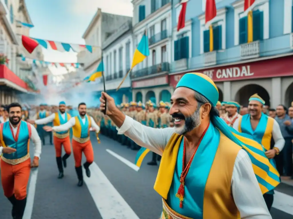 Vibrante desfile de carnaval en Uruguay con parodistas y tradición de parodistas en Uruguay