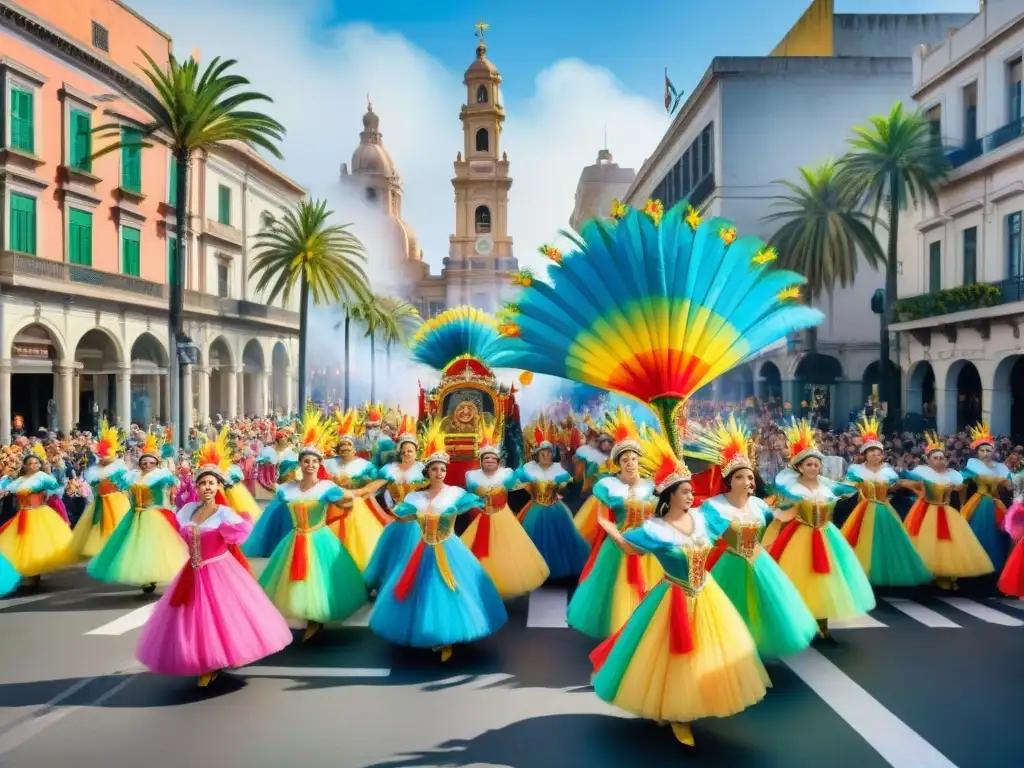 Vibrante desfile de carnaval en Montevideo, Uruguay, donde parodistas uruguayos crítica transforman sociedad