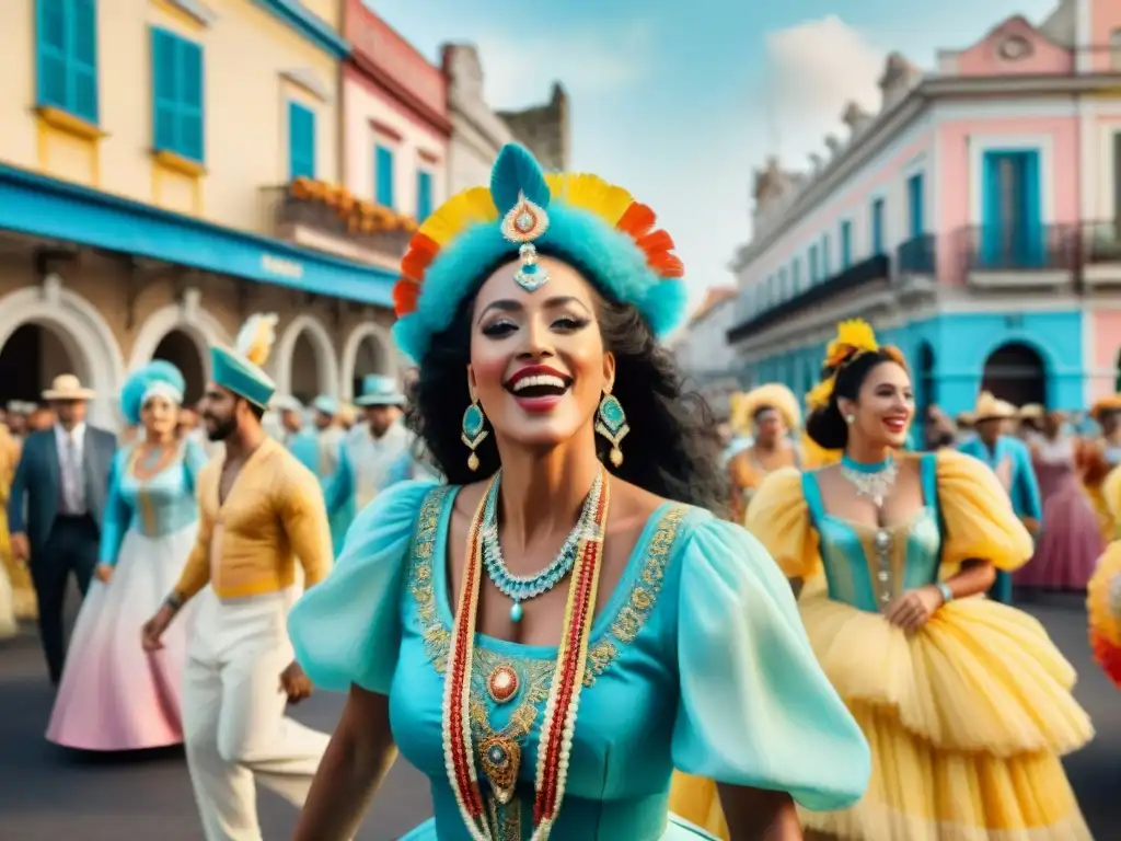 Un vibrante desfile de carnaval en Uruguay, exudando resiliencia y unidad