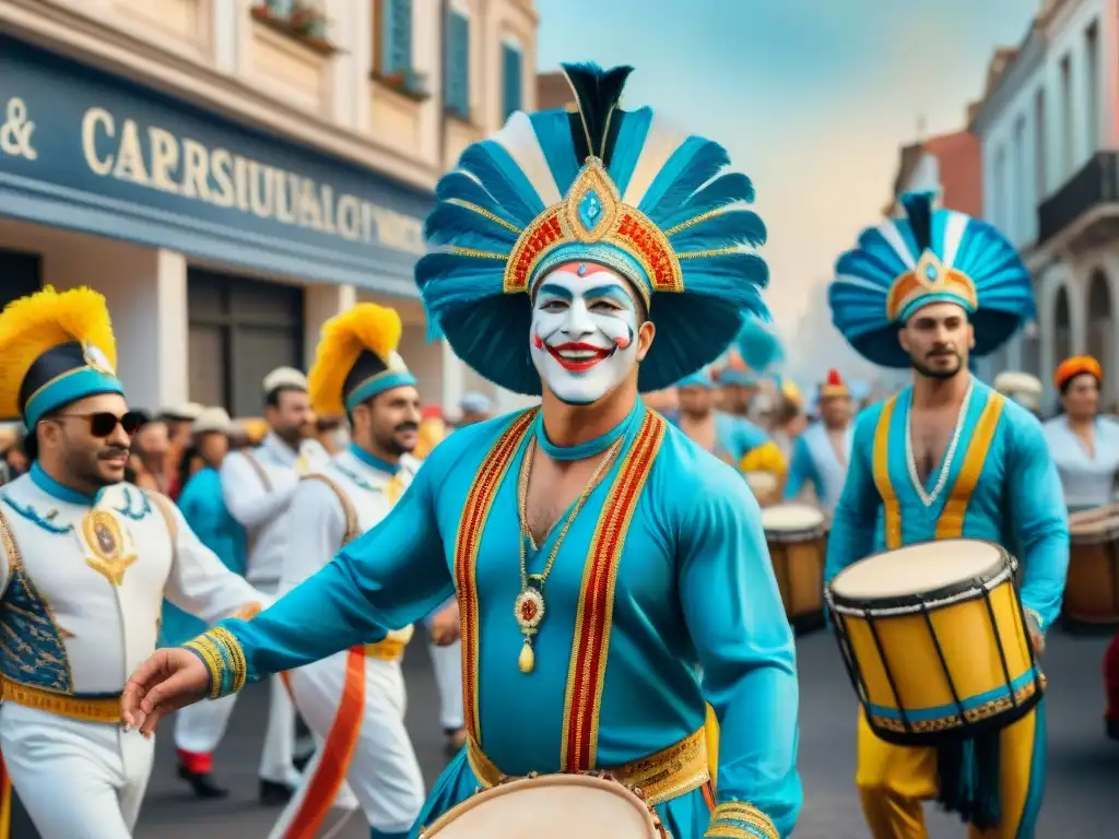 Vibrante desfile de carnaval en Uruguay: comparsas, tambores y alegría