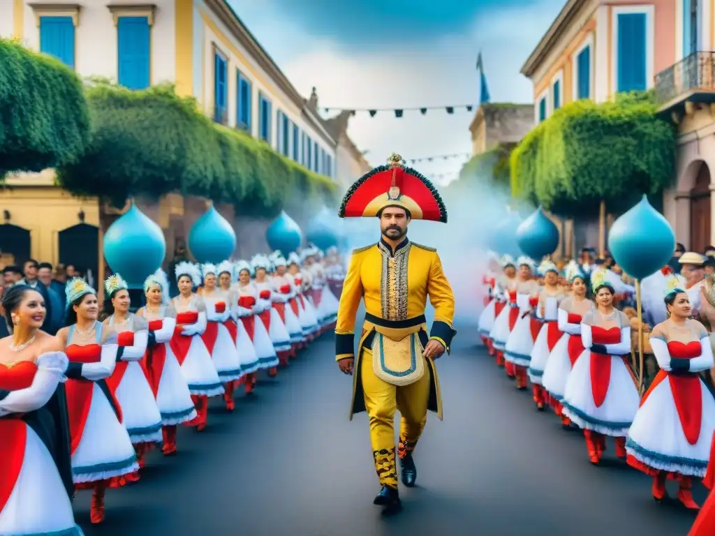 Vibrante desfile de Carnaval en Uruguay con gastronomía tradicional y alojamientos con propuestas gastronómicas Carnaval