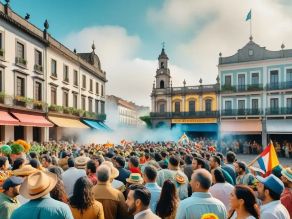 Un vibrante desfile del Carnaval Uruguayo con platos tradicionales y música alegre