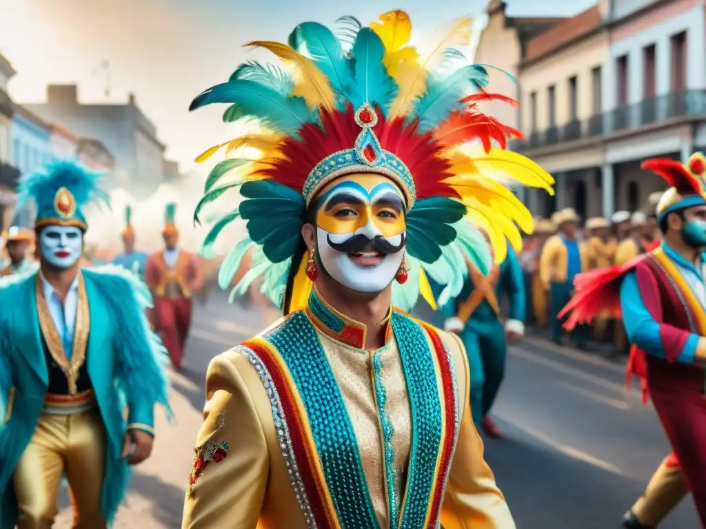 Vibrante desfile de Carnaval Uruguayo fusiona innovación y tradición en un festivo y colorido escenario cultural