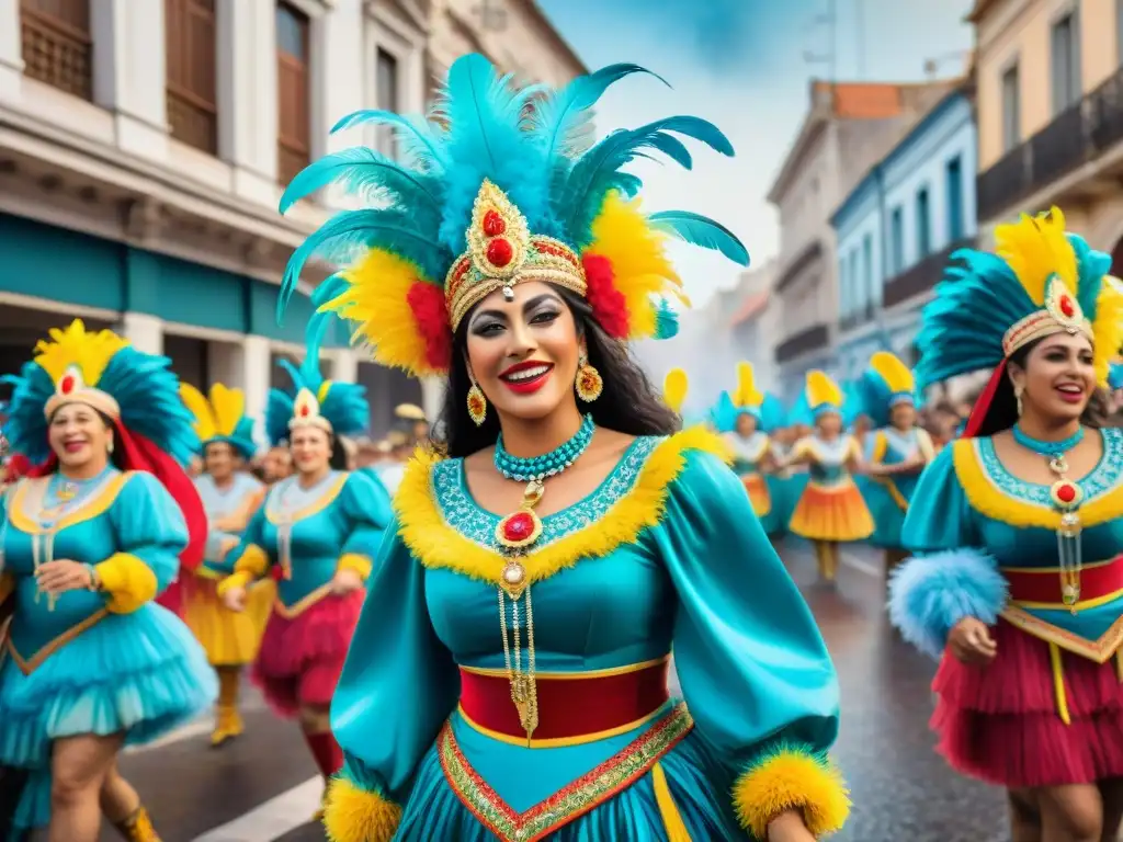 Vibrante fotografía documental del Carnaval Uruguayo, con deslumbrantes colores y energía festiva