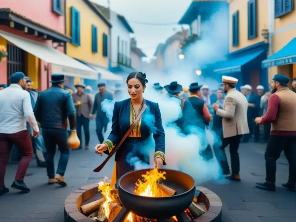 Vibrante escena callejera del Carnaval en Uruguay con Sabor tradición Carnaval Uruguayo