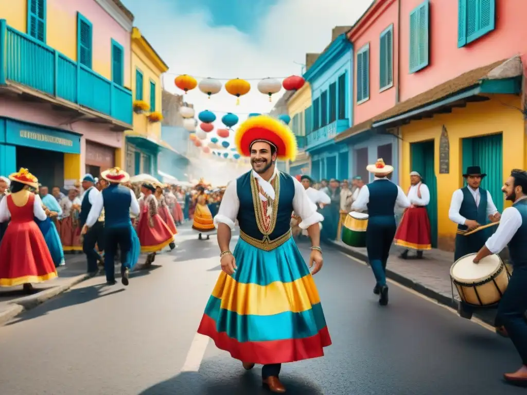 Vibrante escena de Carnaval en Uruguay: Negocio tradicional en Carnaval Uruguayo