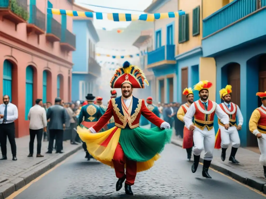 Vibrante escena del Carnaval Uruguayo con impacto económico, deslumbrantes disfraces y alegres desfiles callejeros