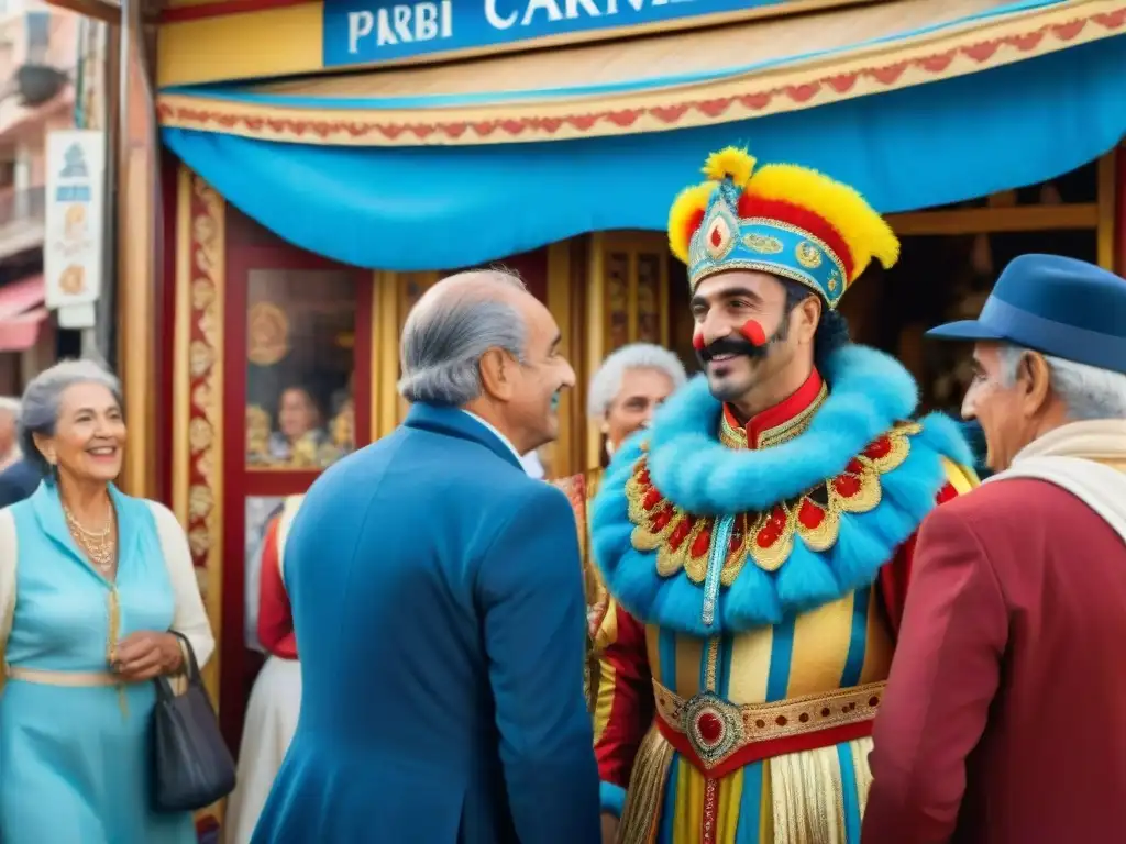 Vibrante escena del mercado de Montevideo durante el Carnaval, con los mejores trajes de Uruguay