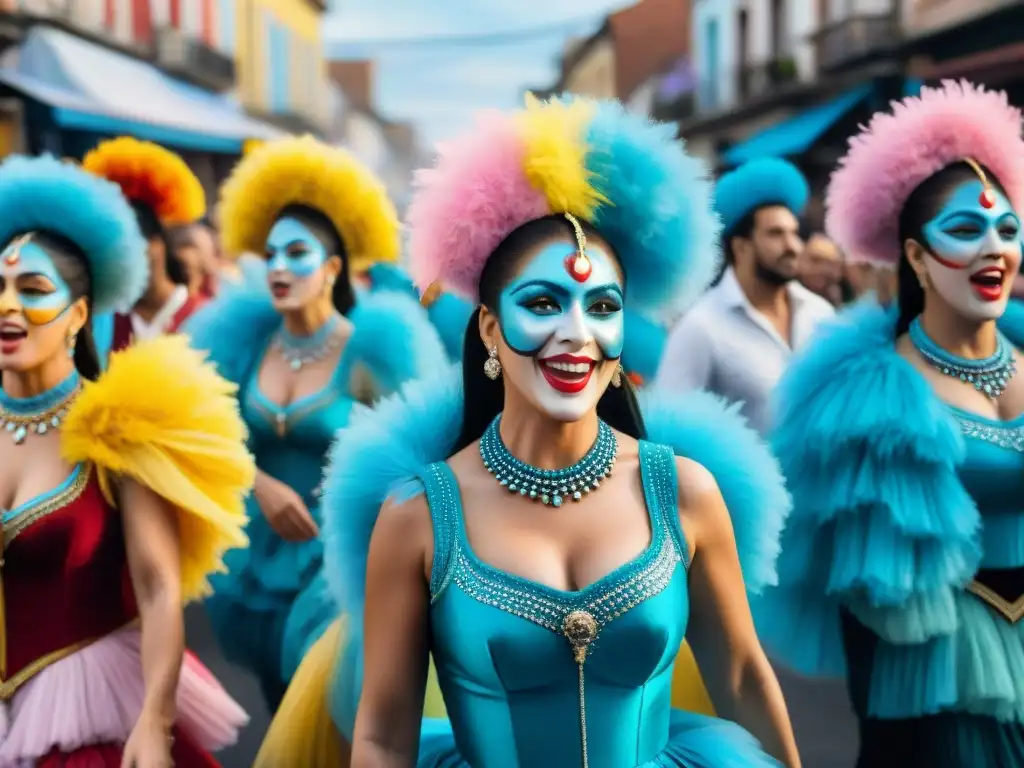 Vibrante escena de murgas en Carnaval en Uruguay