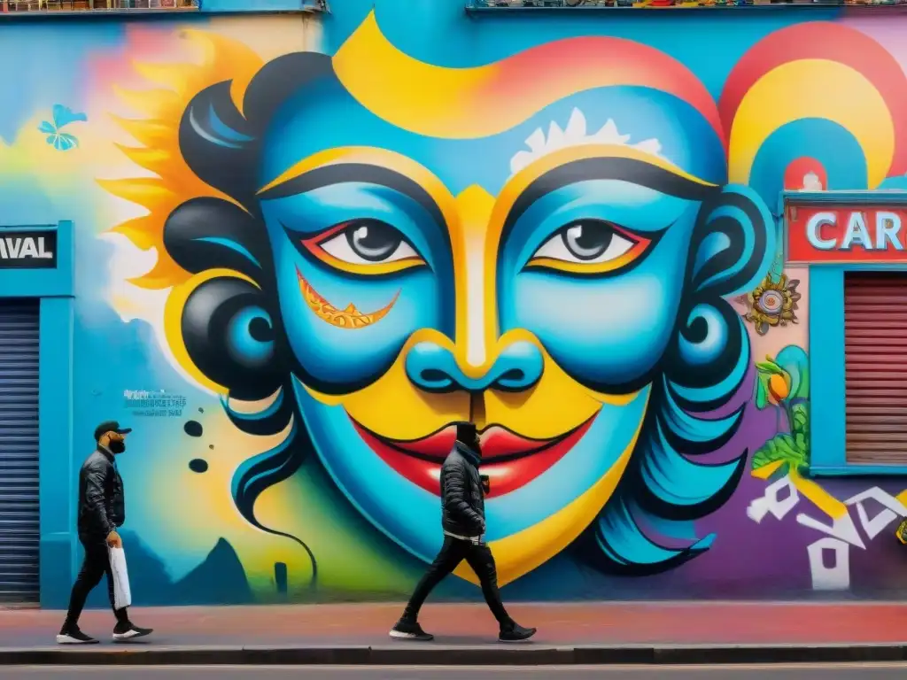 Un vibrante mural de graffiti transforma la ciudad durante el Carnaval Uruguayo, fusionando tradición y modernidad