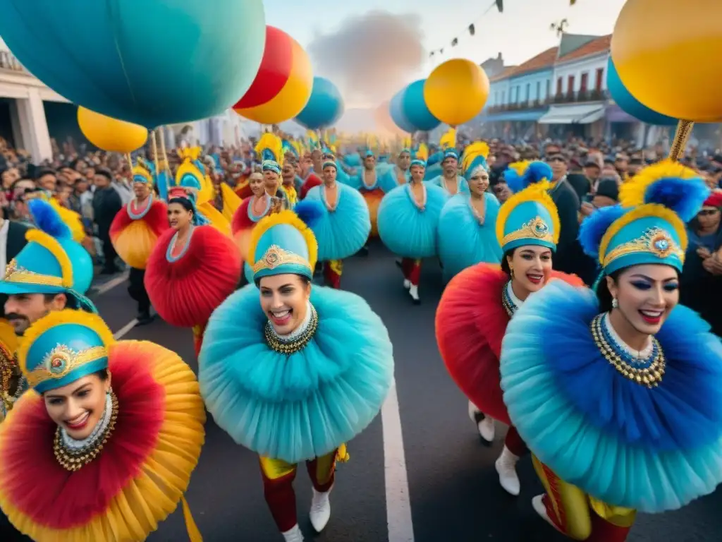 Vibrante pintura digital de un Carnaval uruguayo, con música y coloridos desfiles