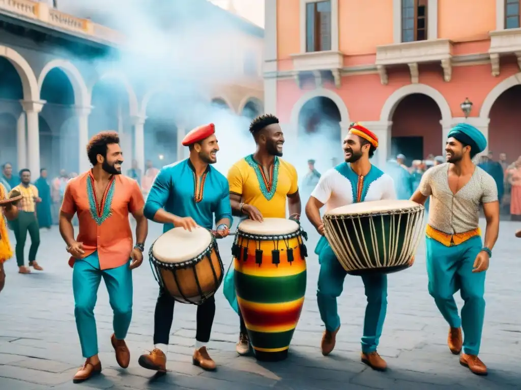 Un vibrante taller de candombe en Uruguay con diversidad y alegría en la plaza