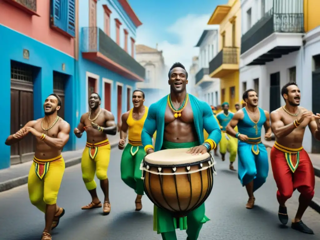 Un vibrante taller de candombe en Uruguay, con tambores, trajes coloridos y danza en Montevideo