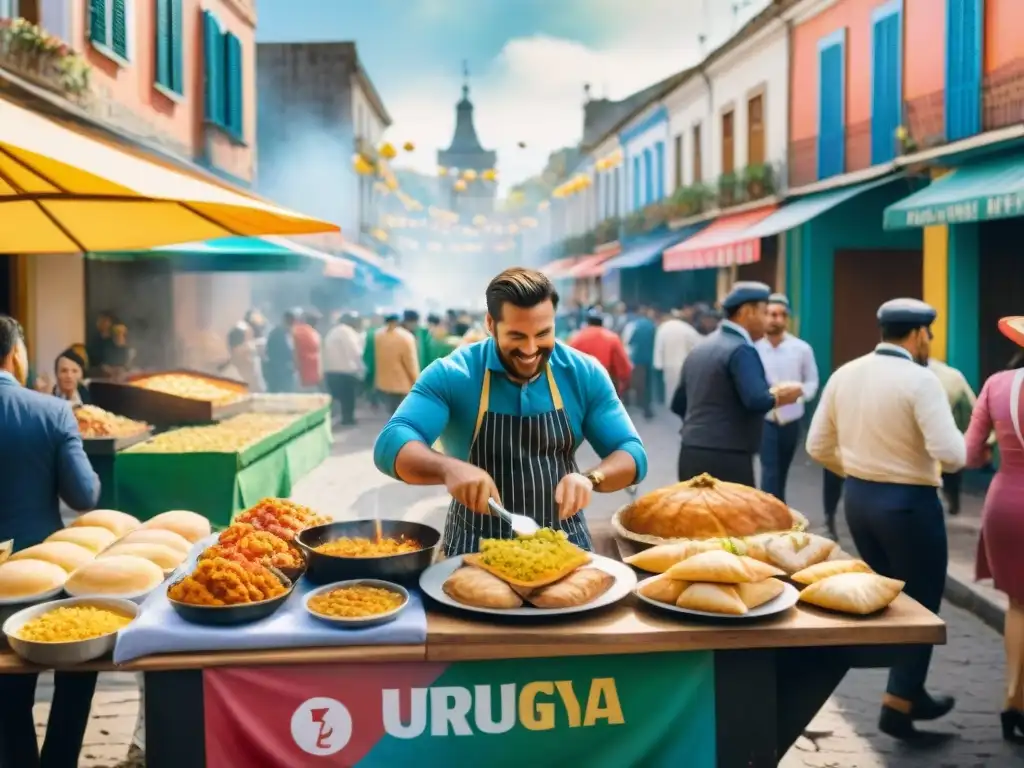 Disfrute de los vibrantes sabores del Carnaval Uruguayo en esta ilustración acuarela